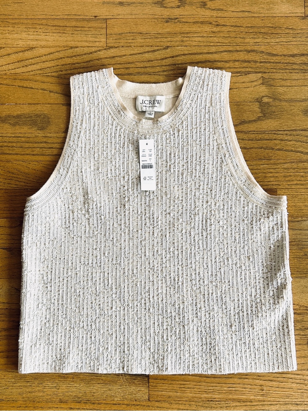 J. Crew Collection Sequin Halter Sweater Tank in Cream NWT Large - Picture 8 of 9